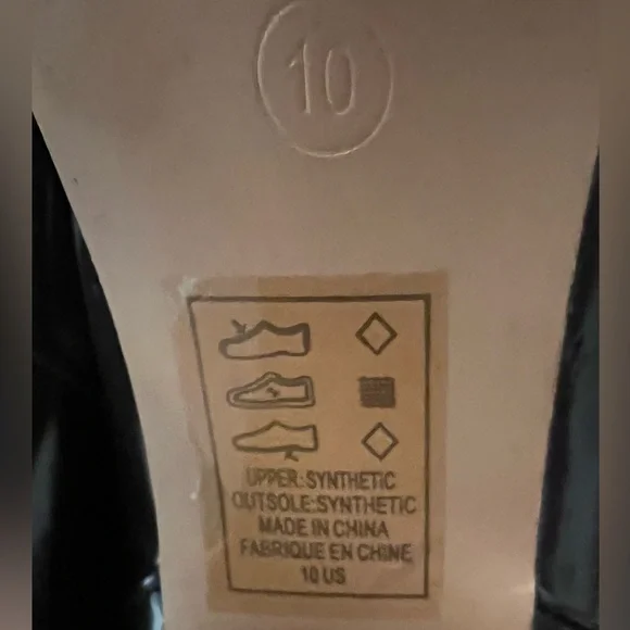 Leila Stone Vegan Black Patent Leather Cynira Knee-High Boots Block Heel Size 10 - Picture 12 of 12